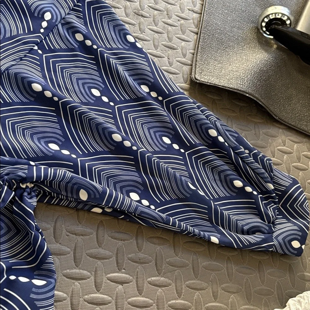 Navy Blue Patterned Dress - Picture 4 of 5